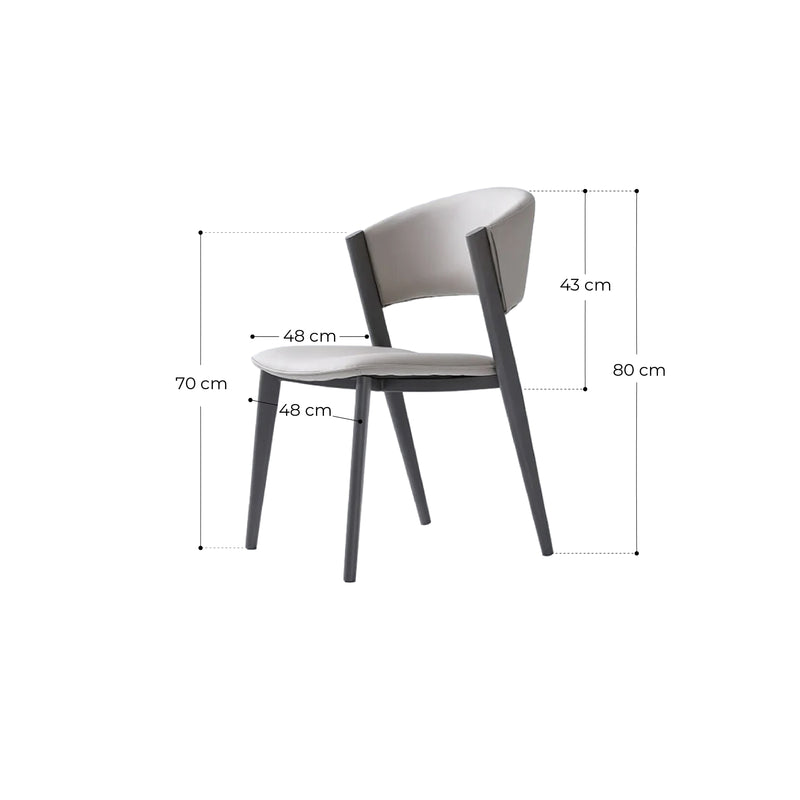 Dior Dining Chair with High-Quality Pu  Leather and Carbon Steel Legs in Grey