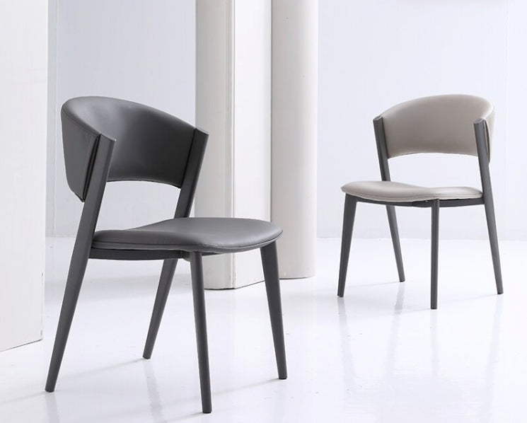Dior Dining Chair with High-Quality Pu  Leather and Carbon Steel Legs in Grey