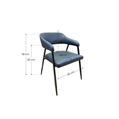 Dora Dining Chair in Black Premium PU Leather and Metal Legs