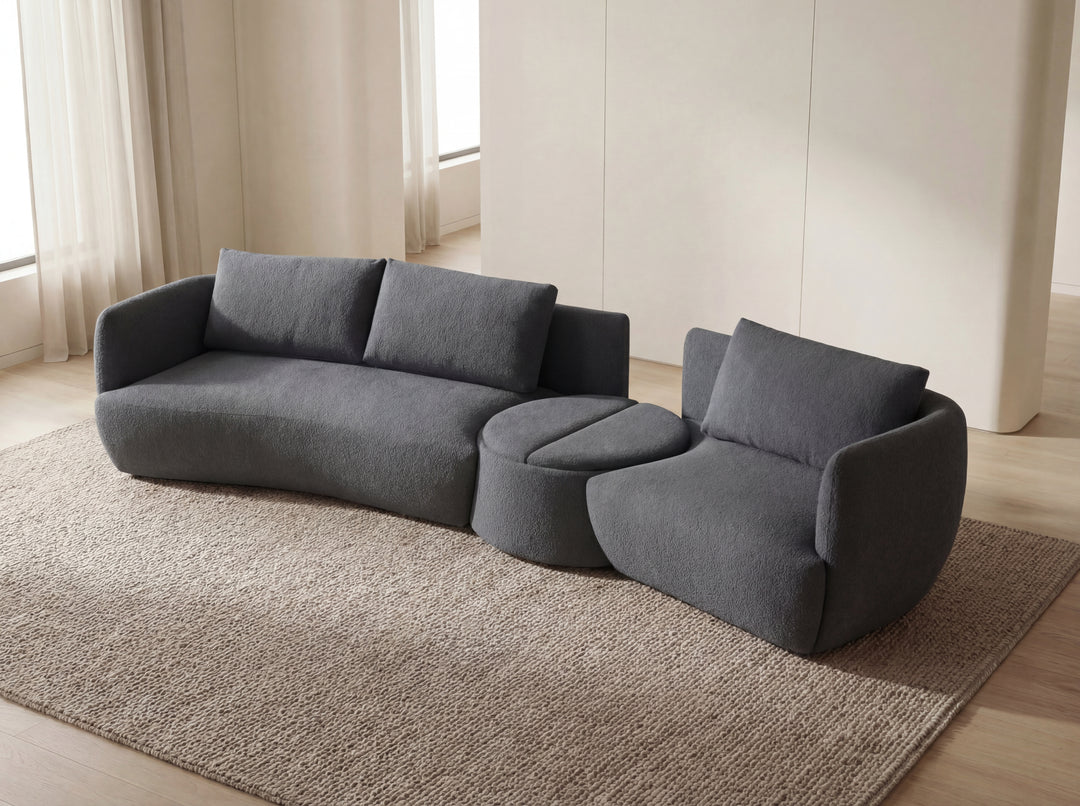 Dove 6-Seater Corner Fabric Lounge with Ottoman – Modern Sectional Sofa