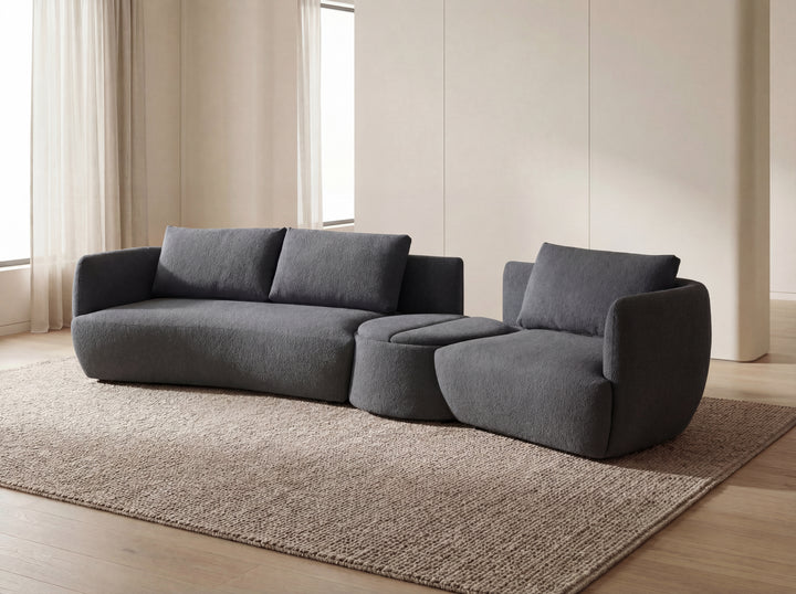 Dove 6-Seater Corner Fabric Lounge with Ottoman – Modern Sectional Sofa