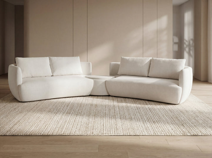Dove 6-Seater Corner Fabric Lounge with Ottoman – Modern Sectional Sofa