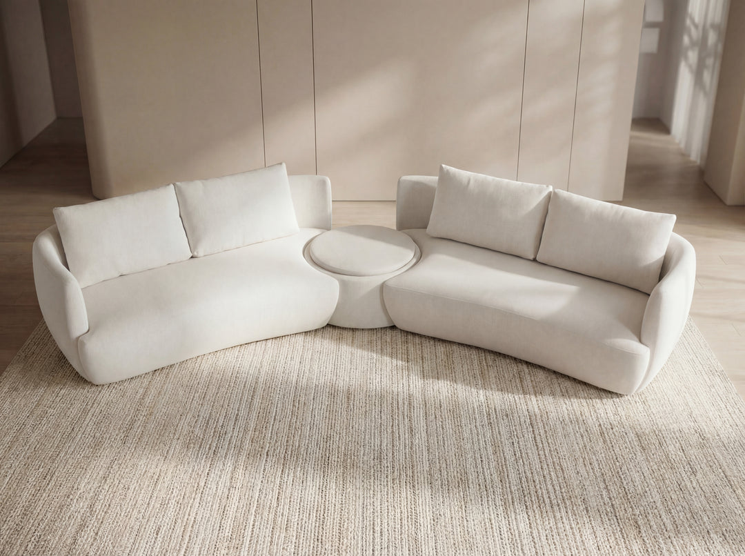 Dove 6-Seater Corner Fabric Lounge with Ottoman – Modern Sectional Sofa