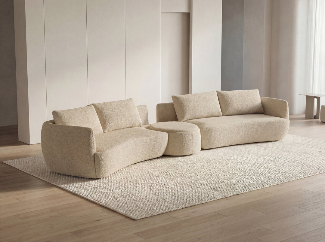 Dove 6-Seater Corner Fabric Lounge with Ottoman – Modern Sectional Sofa