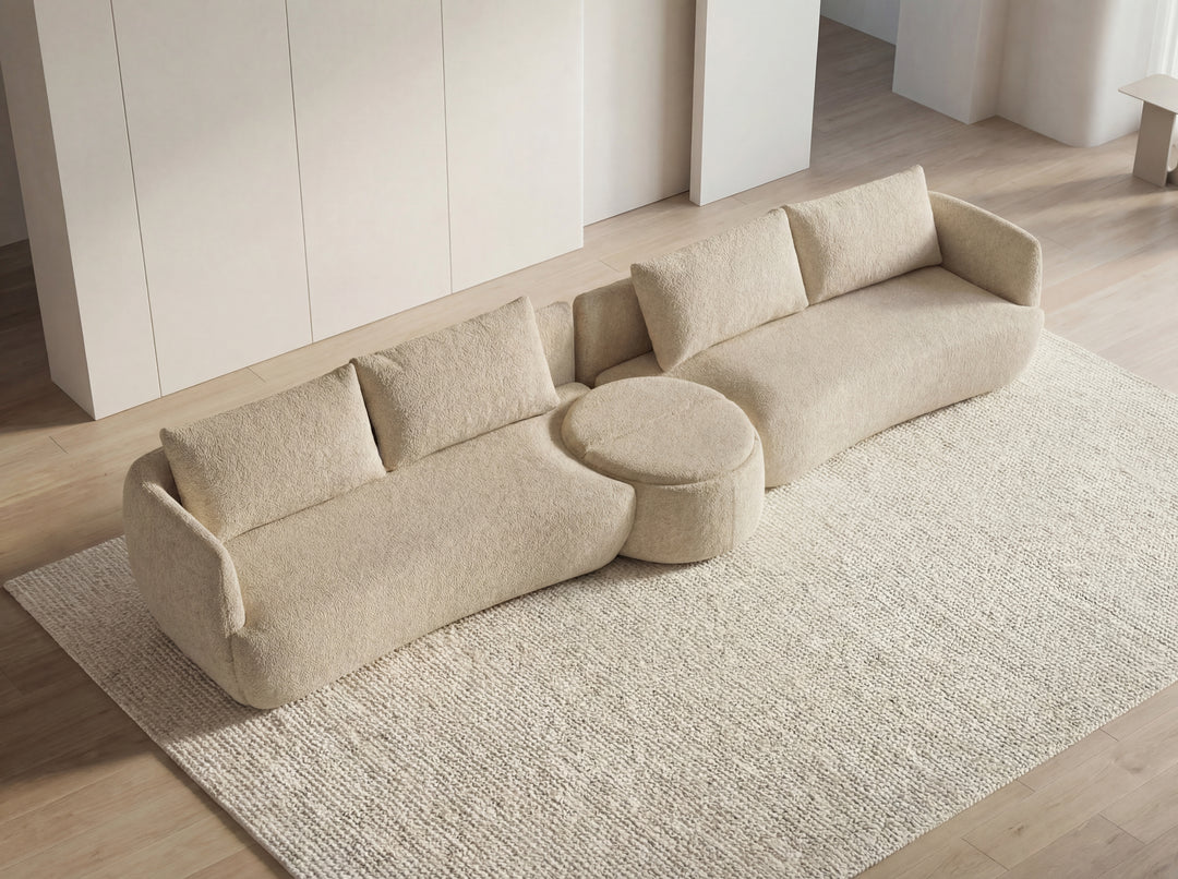 Dove 6-Seater Corner Fabric Lounge with Ottoman – Modern Sectional Sofa