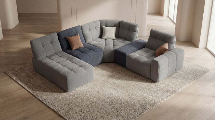 Dublin Woven Fabric Modular Sofa Lounge with Chaise & Ottoman