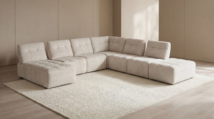 Dublin Woven Fabric Modular Sofa Lounge with Chaise & Ottoman