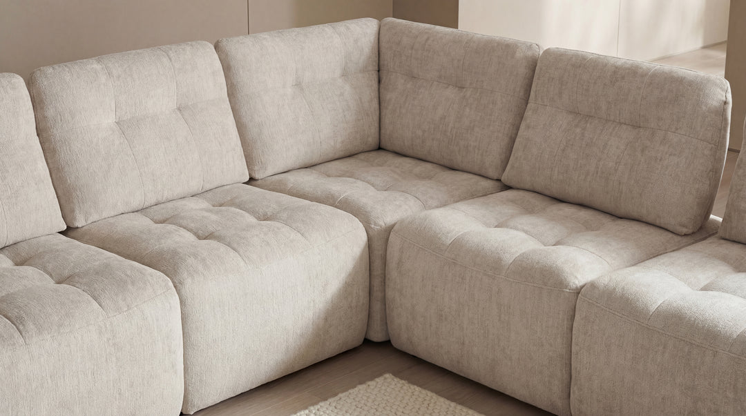 Dublin Woven Fabric Modular Sofa Lounge with Chaise & Ottoman