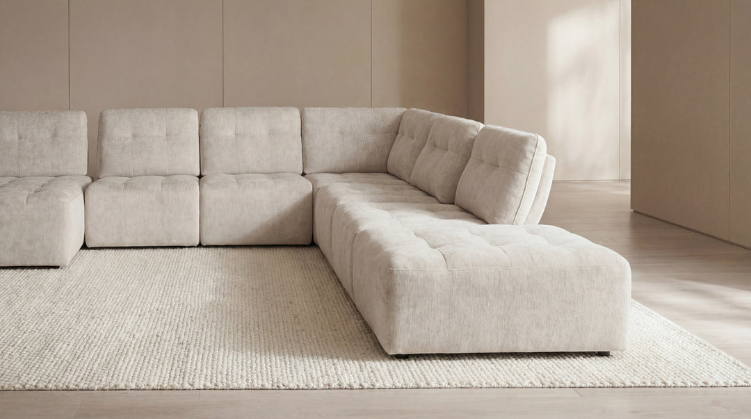 Dublin Woven Fabric Modular Sofa Lounge with Chaise & Ottoman