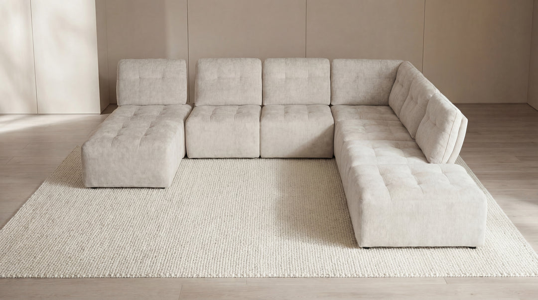 Dublin Woven Fabric Modular Sofa Lounge with Chaise & Ottoman