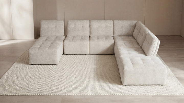 Dublin Woven Fabric Modular Sofa Lounge with Chaise & Ottoman