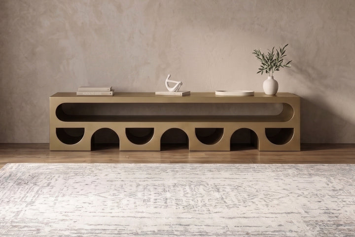 Dublin Gold Arched Entertainment Unit (220cm)