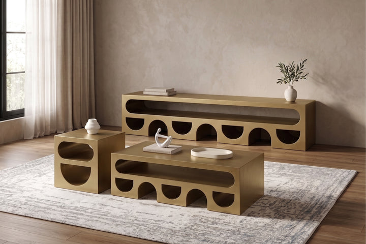 Dublin Gold Arched Entertainment Unit (220cm)