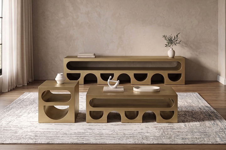 Dublin Gold Arched Entertainment Unit (220cm)