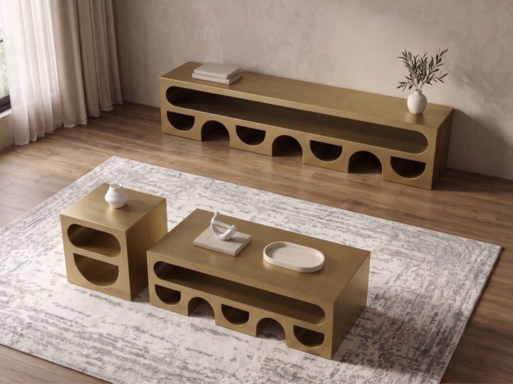Dublin Gold Arched Entertainment Unit (220cm)