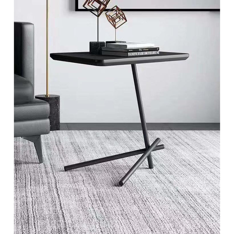 Dunic Corner Coffee Table in Contemporary Design with Black Metal Legs
