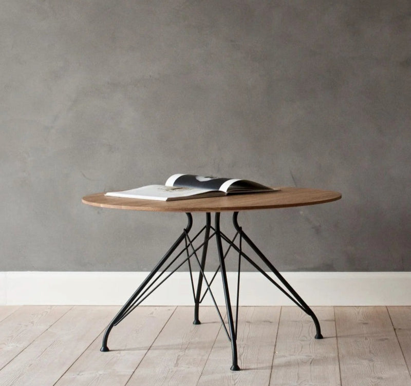 Eames Metal Frame Coffee Table with Solid Wood Top and Powder Coated Black Metal Frame