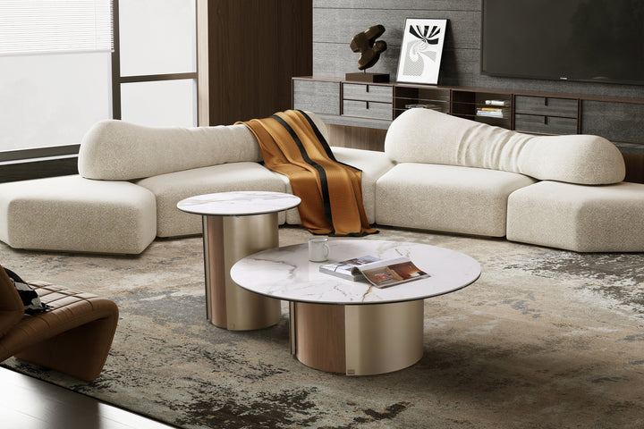 Forma Bella Sintered Stone Round Coffee Table Set