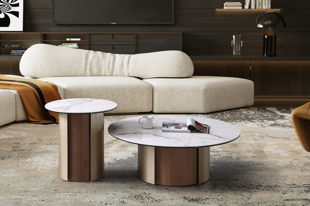 Forma Bella Sintered Stone Round Coffee Table Set