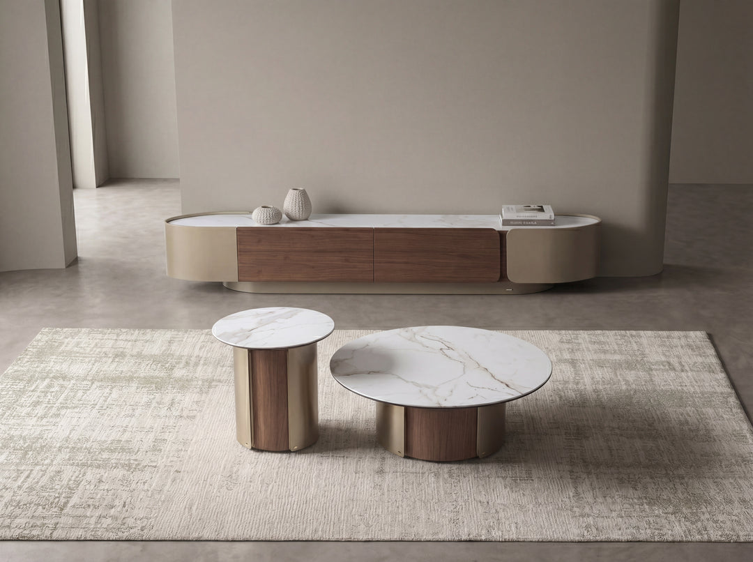 Forma Bella Sintered Stone Round Coffee Table Set