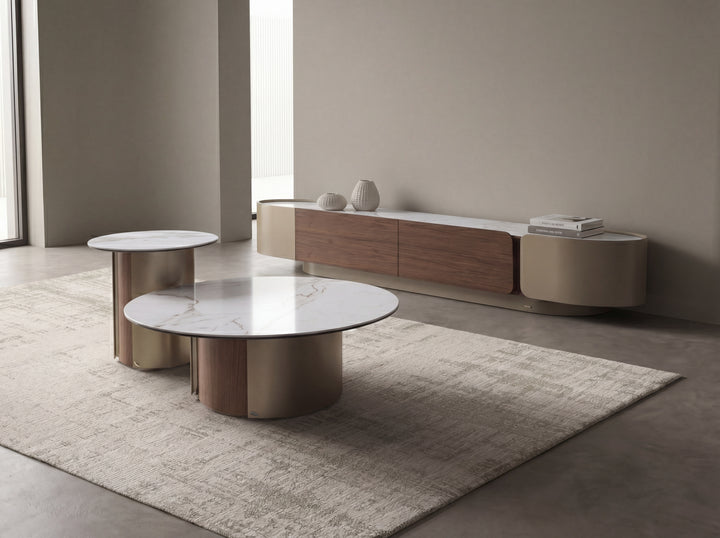 Forma Bella Sintered Stone Round Coffee Table Set