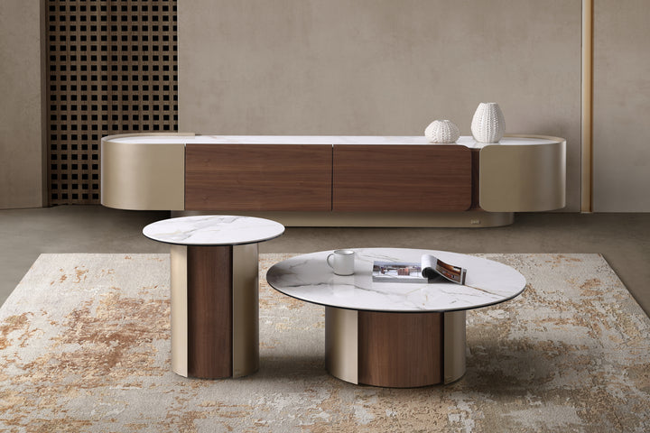 Forma Bella Sintered Stone Round Coffee Table Set