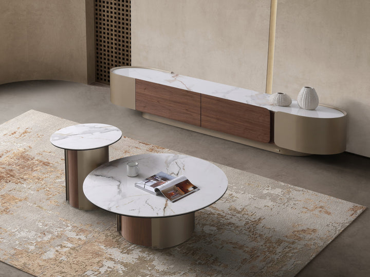 Forma Bella Sintered Stone Round Coffee Table Set