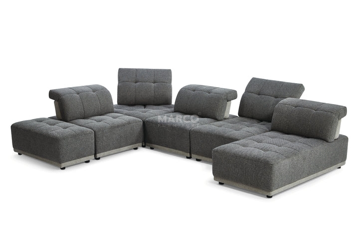 Gray sectional sofa on a white background