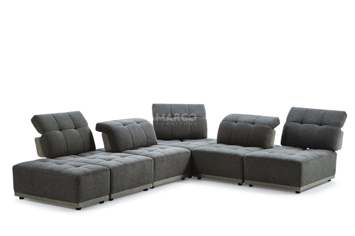 Gray sectional sofa with 'MARCO' branding on a white background