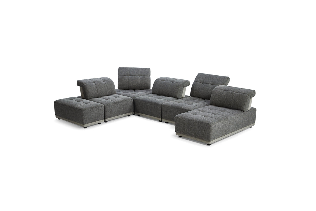 Gray sectional sofa on a white background