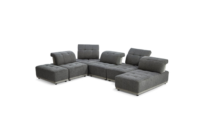 Gray sectional sofa on a white background