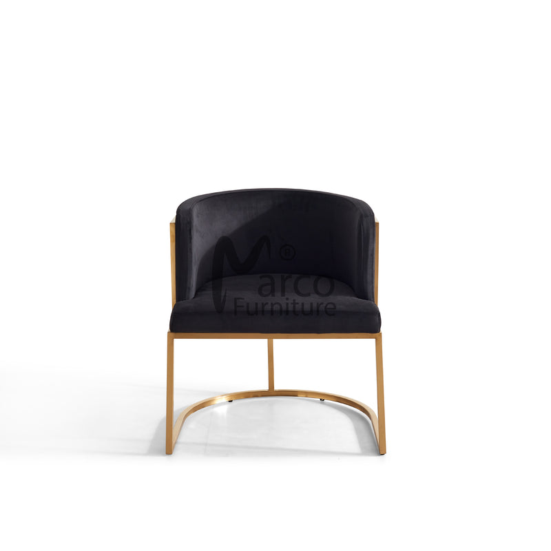 Honey Comb Black Velvet Dining Room Chair with Stainless Steel Gold Legs