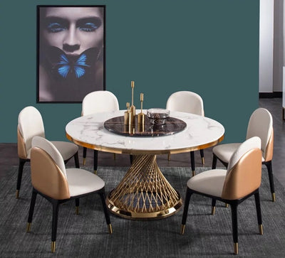 Kimber Pedestal Marble Dining Table