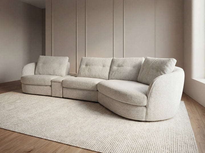 Lagoon Fabric Chaise Lounge – Curved Corner Lounge with Cushions