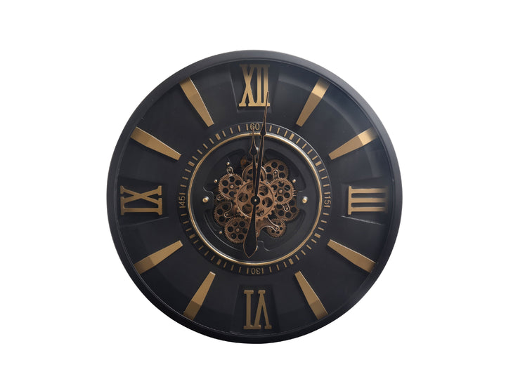 London Roman Numeral Gear Large Wall Clock - Black (80 cm)