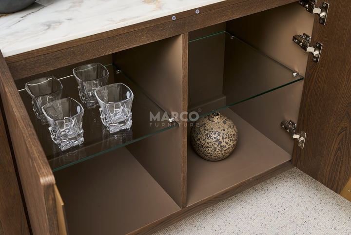 Olmo Fiorito Sintered Stone Top Buffet Table – Modern Storage Cabinet
