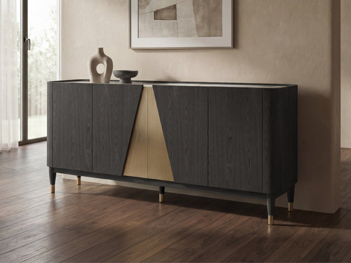 Olmo Fiorito Sintered Stone Top Buffet Cabinet (Black)