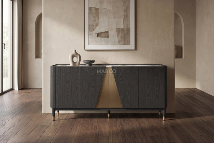 Olmo Fiorito Sintered Stone Top Buffet Cabinet (Black)