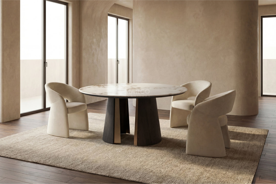 Mont Blanc Sintered Stone Round Dining Table (Black)