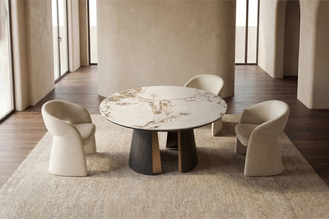 Mont Blanc Sintered Stone Round Dining Table (Black)