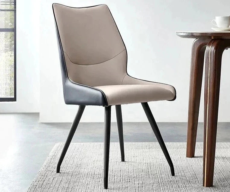 Oz PU Leather Modern Highback Dining Chair (Tan) with Soft Paint Metal Legs