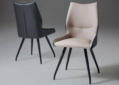 Oz PU Leather Modern Highback Dining Chair (Tan) with Soft Paint Metal Legs