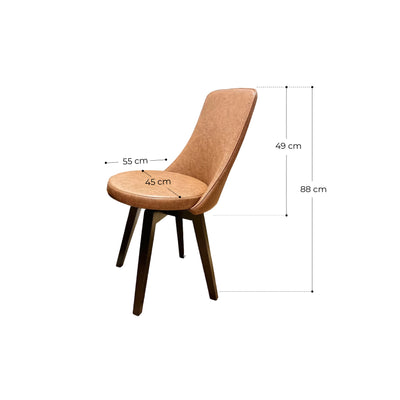 Polo (Tan) Leather Dining Chair with Rubber Wood Base
