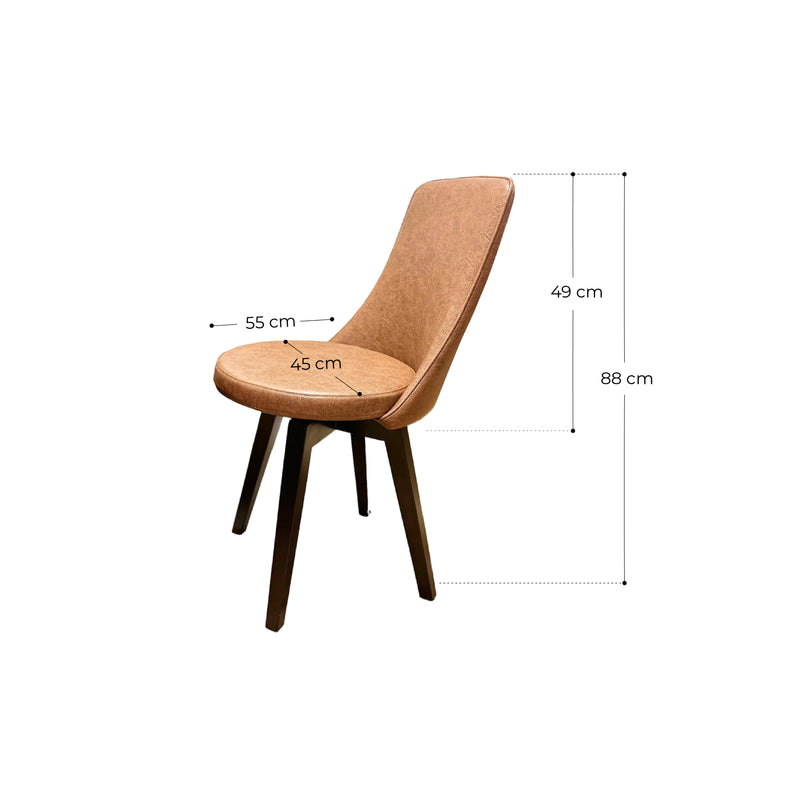 Polo (Tan) Leather Dining Chair with Rubber Wood Base