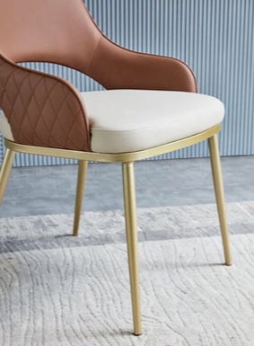Prada Curved Back Dining Chair with Stainless Steel Gold Legs