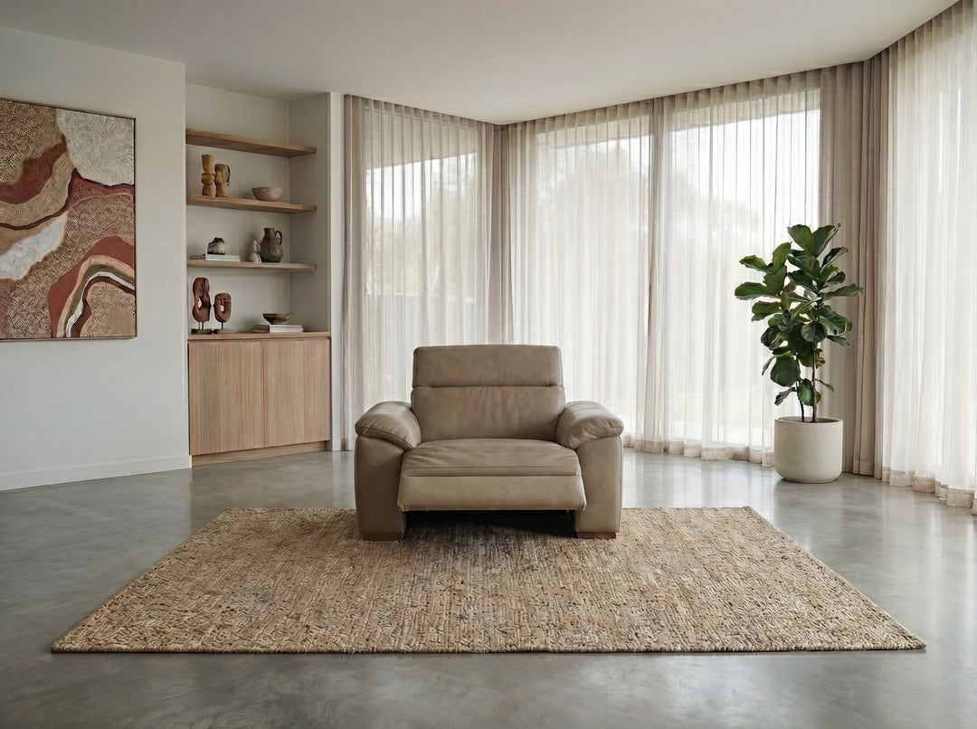 Nevada Leather Reclining Corner Lounge with Adjustable Headrests