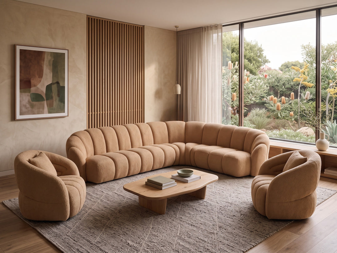 Renali Boucle Fabric Modular Corner Lounge