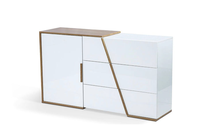 Sara Buffet Cabinet – White Sideboard Cabinet with Wooden Accents