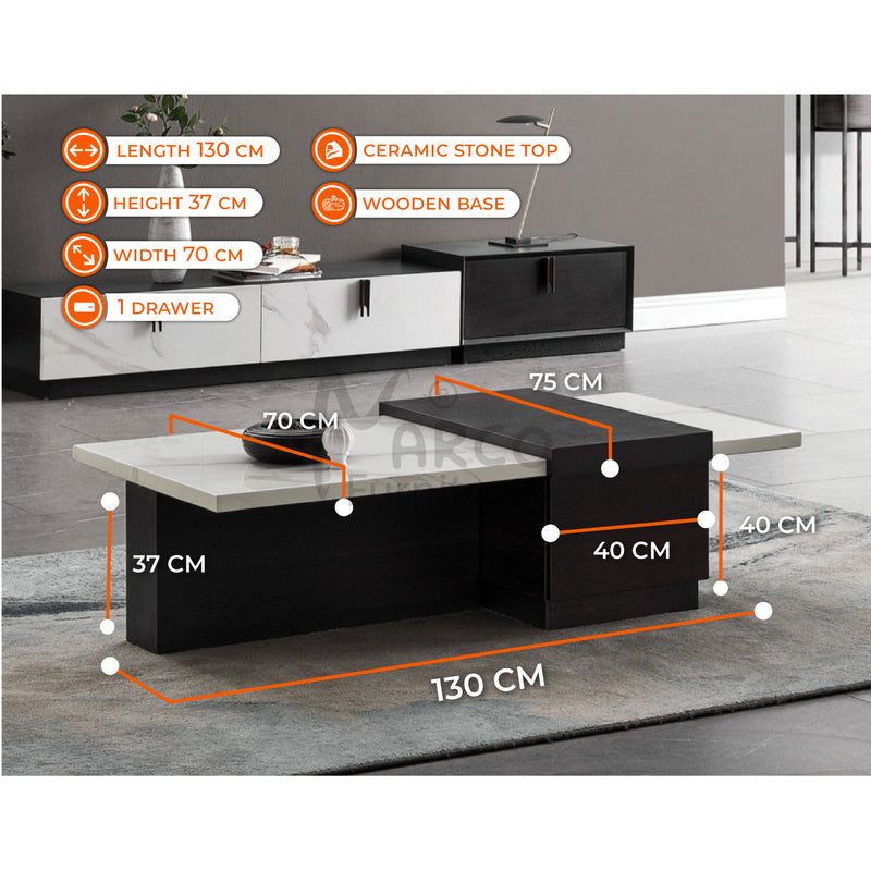 Tokyo Ceramic Coffee Table in Black and White