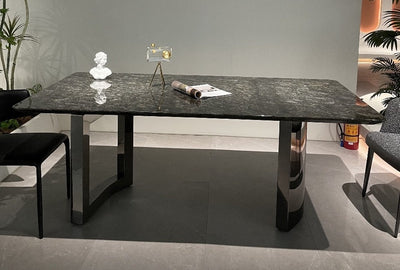 Veneto Luxurious  Black Galaxy Carrera Marble Dining Table